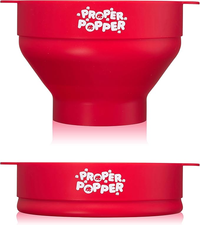 The Original Proper Popper Microwave Popcorn Popper, Silicone Popcorn Maker, Collapsible Bowl BPA Free & Dishwasher Safe - (Red)