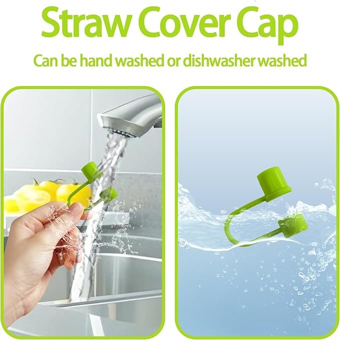 6PCS Silicone Straw Covers Cap Compatible with Stanley Cup 30-40 oz Tumbler with Handle Reusable 10mm Straw Toppers for Stanley Cup Accessories（Dark Green）