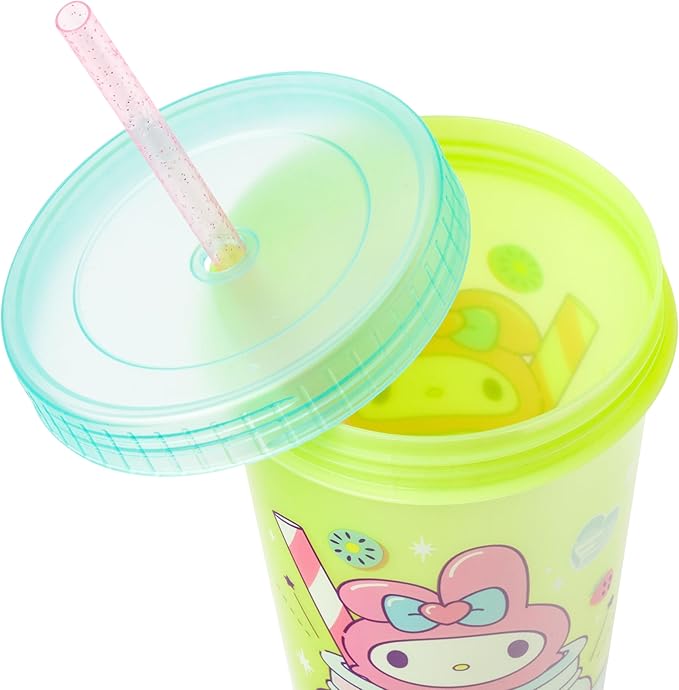 Silver Buffalo Sanrio Hello Kitty and Friends 4 Pack Color Changing Plastic Tumblers Featuring Hello Kitty, My Melody, Badtz Maru, and Cinnamoroll, 24 Ounce
