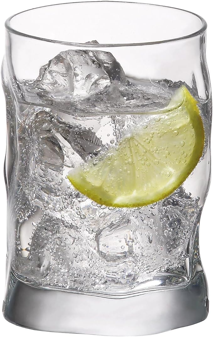 Bormioli Rocco 10.25 Oz Sorgente Rocks Whiskey Glass (Set of 4) - Boulder-Style Barware for Bourbon, Scotch, Water, Juice - Dishwasher Safe & Lead-Free Cocktail Glasses - Made in Italy