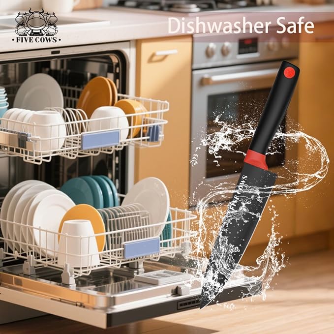 14 Pcs Kitchen Knife Block Set with Sharpener German High Carbon Stainless Steel Chef Knives, Razor-Sharp & Durable, Lightweight Anti-Slip Handle, Professional Set for Home & Kitchen (Red)