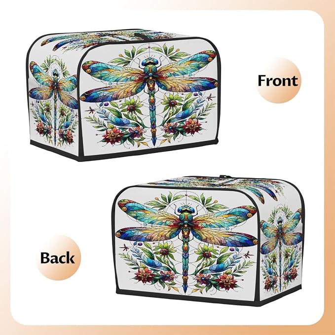 Animal Dragonfly Flower Toaster Cover 2 Slice Wide Slot Washable Appliance - Image 3