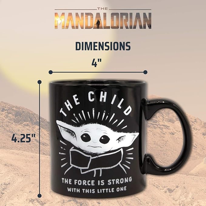 Silver Buffalo Star Wars The Mandalorian Force is Strong with this Little One Ceramic Coffee Mug, 20-Ounces
