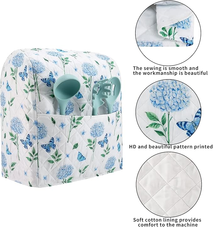 Stand Mixer Cover,Hydrangea Kitchen Mixer Cover Compatible With 5-8 Qt Kitchenaid Hamilton Mixers,Spring Summer Kitchen Decor,Kitchen Aid Mixer Covers,Pioneer Woman Kitchen Aid Mixer Assecories
