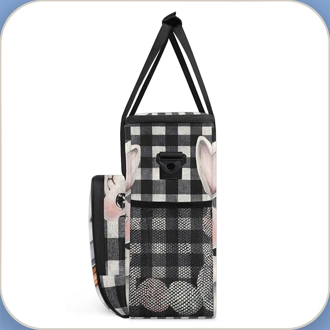 Easter Bunny Black And White Checkered Coffee Maker Carring Bag, Large - Image 4