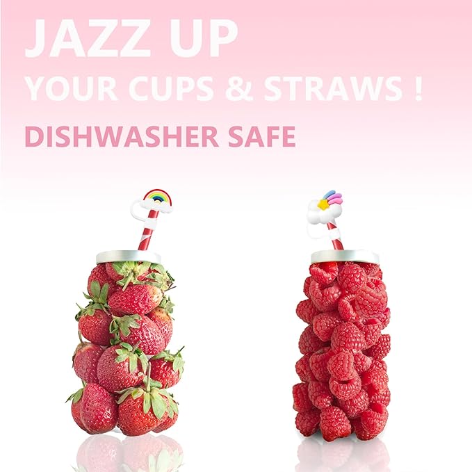 2 Pcs Straw Covers Cap Toppers Compatible with Stanley 30&40 oz Tumbler Cups,Reusable Cute Silicone Straws Tips Lids Protectors for 0.4 in/10mm Stanleys Cup Accessories(2 PCS)