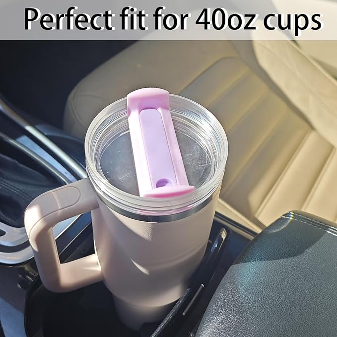 40 OZ Tumbler Lid Replacement Fit for Stanley Cup, 2 Pack Clear Replacement Lids Fit for Stanley Travel Tumbler, Spill Proof Tumbler Covers for Stanley Cup Accessories (Clear - Purple)