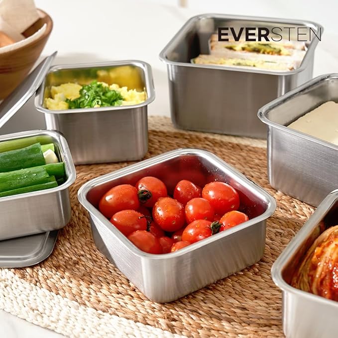 CuBE 6PCS Set Stainless Steel Food Storage Containers With Lids with 3 Net Kitchen Appliances Dishwasher Safe Premium South Korea