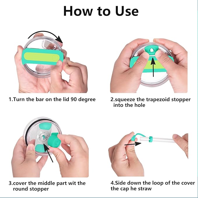 Silicone Spill Stopper Set Compatible with Stanley Cup 2.0 30oz & 40oz with Straw Cover (Set of 2, Tropical Teal)