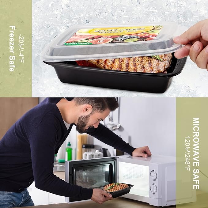 50 Pack- Meal Prep Containers 32oz, Plastic Food Prep Containers Reusable, Leakproof To Go Food Containers with Lids, BPA-Free, Microwave/Dishwasher/Freezer Safe