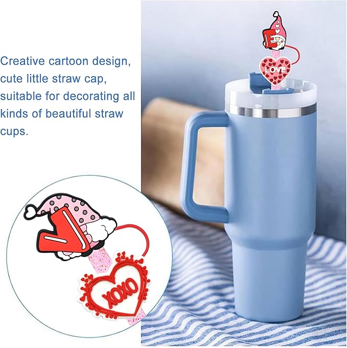 Straw Cover Cap for Stanley Cup,Straw Topper Compatible for 30 and 40 Oz Tumbler with Handle,10 mm 0.13 in Reusable Straw Tips Lids,Straw Tip Covers for Christmas Gifts