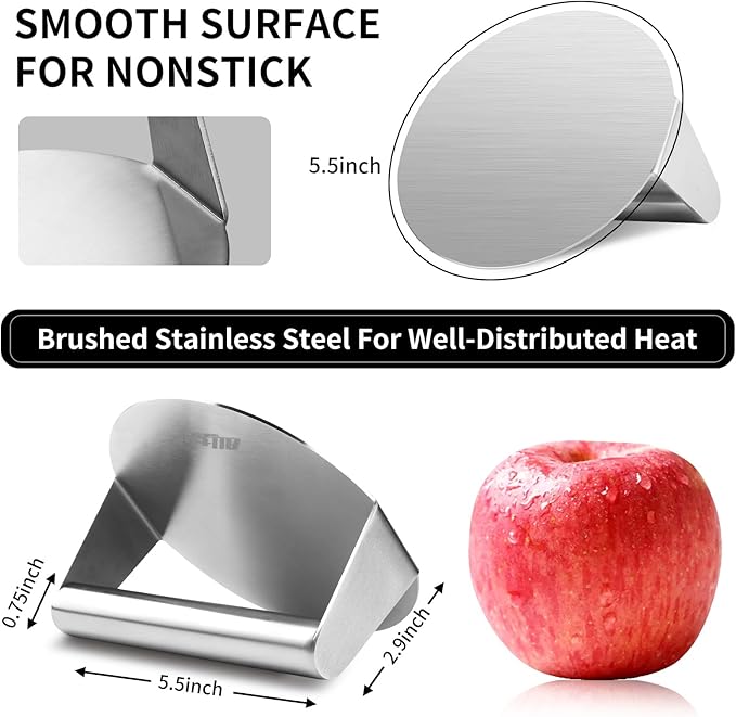 ALLTOP Smash Burger Press -Grill Essential,Stainless Steel Non-Stick Smasher Hamburger Press -Patty Maker for Flat Top Griddle,Grill,BBQ - Round Kitchen Tool (5.5 Inch)