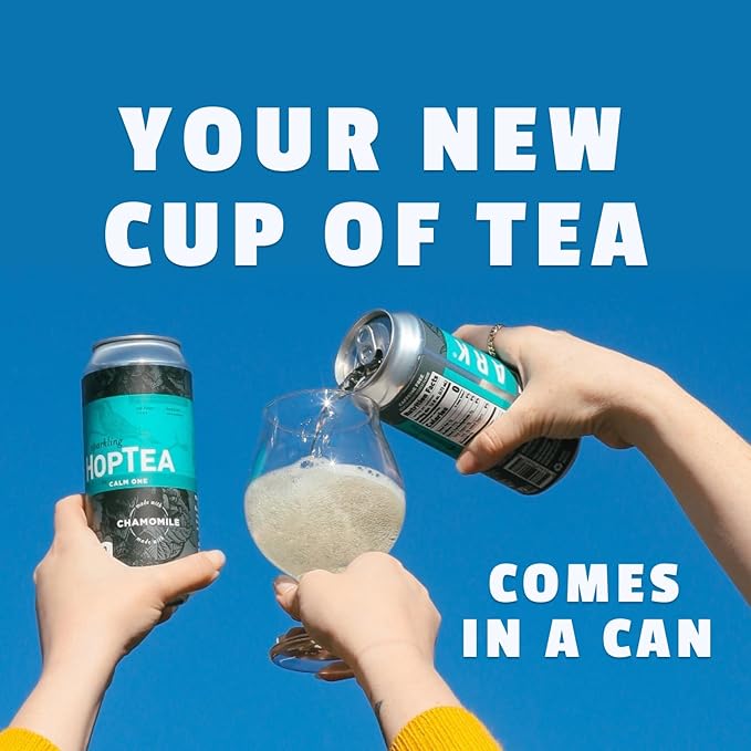 HOPLARK Sparkling HopTea – Chamomile and Citra Hops – Herbal Sparkling Tea with Floral Citrus and Cinnamon Notes – Zero Calorie – Caffeine-Free – 12 Pack 16oz Cans - The Calm One.