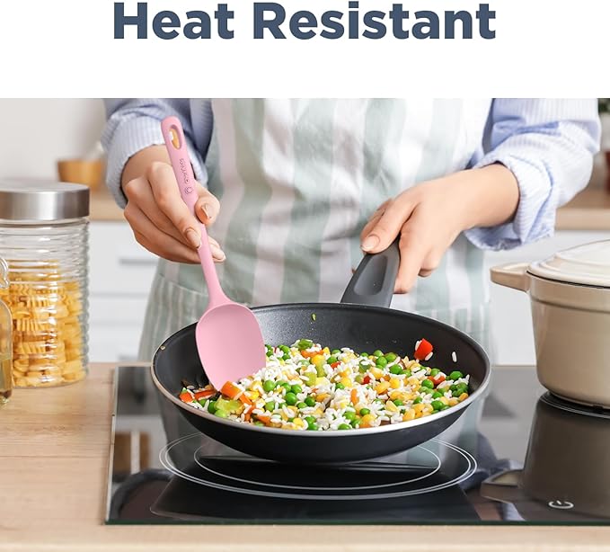 5 Pieces Silicone Spatula Set, Food Grade Rubber Spatula, Upgrade Strong Handle with Ergonomic Grip, Heat Resistant Up to 600°F for Nonstick Cookware, Cooking Candy Series