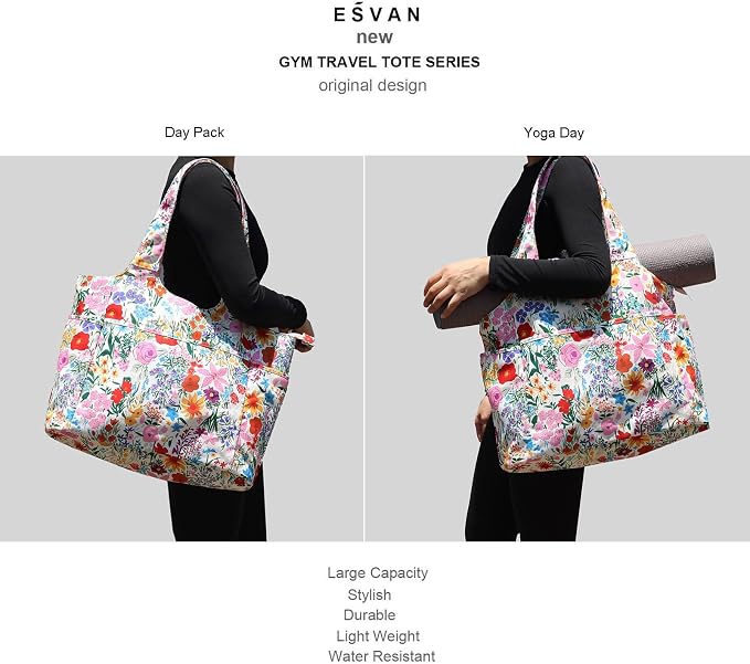 ESVAN Yoga Tote Bag Mat bag Women Shoulder Bags Carryall Tote - Image 5