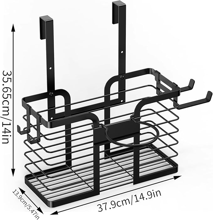 YIGII Hair Dryer Holder,3 in 1 Hair Tools Organizer Blow Dryer Holder Adjustable Height Cabinet Door/Wall Mounted Bathroom Organizer and Storage for Hair Dryer,Flat Irons,Curing Wands.