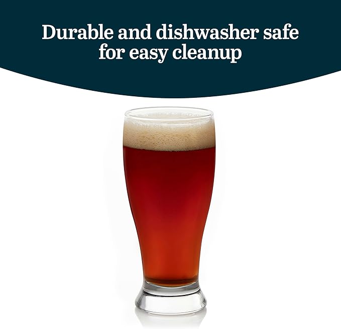 Libbey Classic Pub Beer Glasses Party Pack, Stackable, Modern Bar Glassware Set of 12, Large All Purpose Pint Beer Glasses for Stouts, Ales and More