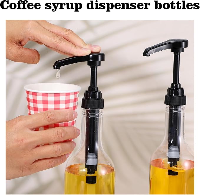6 Pcs 25 oz Syrup Bottles with Pump Long Neck Bottles Plastic Syrup Pump - Image 3
