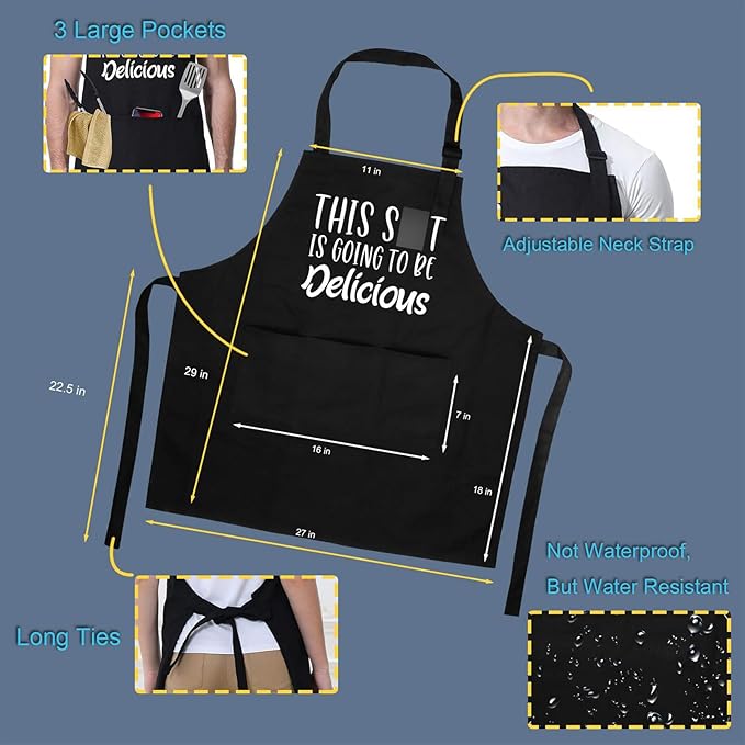 Miracu Funny Cooking Aprons for Women, Funny Baking Aprons for Men Dad - Mens Cooking Gifts for Bakers Husband Boyfriend - Christmas Fathers Day Birthday Kitchen Gifts for Men, BBQ Grilling Presents