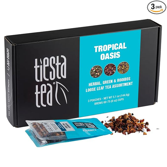 Tiesta Tea - Fruity Loose Leaf Tea Gift Box, Loose Leaf, Medium Caffeinated Variety Pack, Make Hot & Iced, 3 Pouches of Assorted Blends with Green, Blueberry Fruit & Hibiscus Fruit Blend