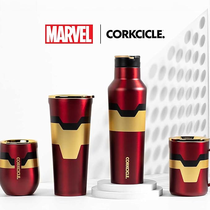 Corkcicle Stemless Insulated Wine Glass Tumbler - Keeps Beverages Cold 6 Hours & Hot 3 Hours - Stainless Steel - Easy-Grip - Summer Drinkware Gift - Keeps Drinks Ice Cold - 12 oz - Iron Man