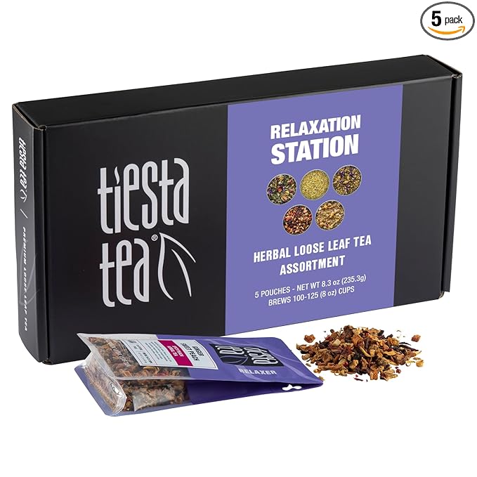 Tiesta Tea - Herbal Tea Gift Box, Loose Leaf, Medium to Non Caffeinated Variety Pack, Make Hot & Iced, 5 Pouches of Assorted Blends with Chamomile, Ginger, Citrus and Lavender Herbal Blend