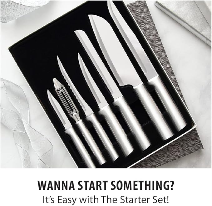 RADA Cutlery 7-piece Starter Knife Gift Set (S38), Stainless Steel Hollow Ground Blades, Made in USA, Silver Handles, Pack of 2