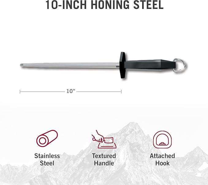 Victorinox Honing Steel Black Plastic Handle, 10-Inch, Combination Cut (40582)