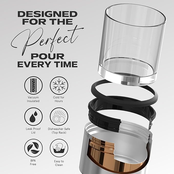 asobu Whiskey Glass with Insulated Stainless Steel Sleeve, 10.5 ounces (Smoke)