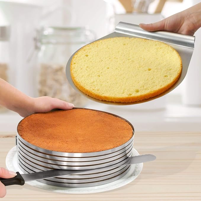Zenker Stainless Steel Layer Cake Slicing Kit with 12" Serrated Knife, 3-Piece