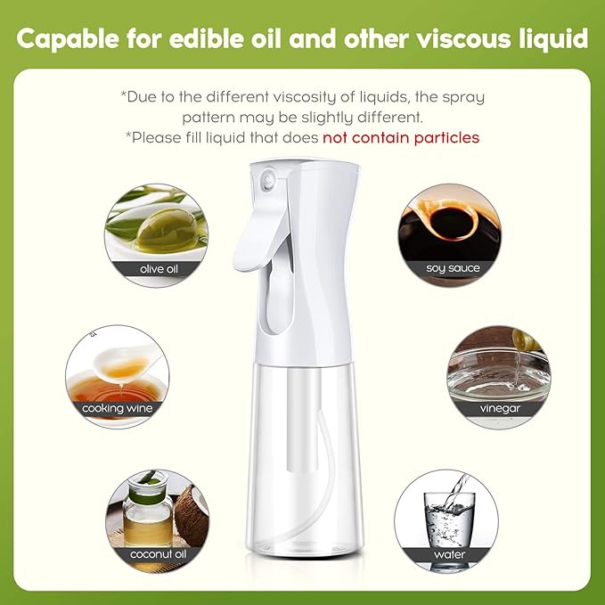 Mistifi Oliver Oil Sprayer for cooking, Spray bottle 6oz, Non-Aerosol Refillable Dispenser Oil Mister (set of 2)