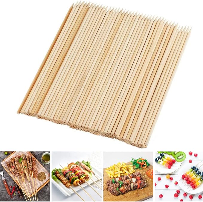 Fu Store Bamboo Skewers, 12 Inch Bamboo Sticks Shish Kabob Skewers, Grill, Appetizer, Fruit, Corn, Chocolate Fountain, Cocktail, Art, Set of 100 Pack