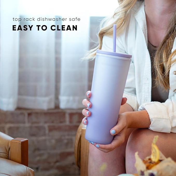 Simple Modern Plastic Tumbler with Lid and Straw | Reusable BPA Free Iced Coffee Cups Double Wall Smoothie Cup | Gifts for Women Men Him Her | Classic Collection | 24oz | Midnight Black