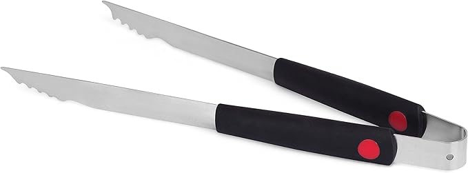 Internet's Best Stainless Steel Grilling Tongs - Serrated Meat Grabber - Long Handle - Comfort Grip - Smoker Charcoal Gas Electric Cooking Utensil