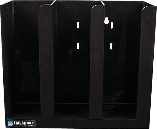 San Jamar Portion Cup and Lid Organizer Fits 2-3" Cups and Lids with Removable Dividers for Kitchen, Restaurant, and Fast Food, Plastic, 10 x 11.5 x 3.75 Inches, Black
