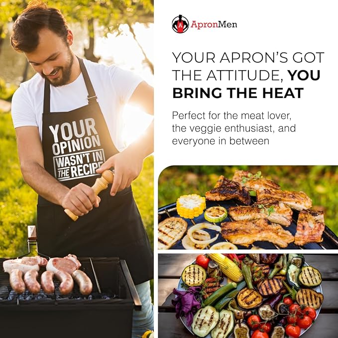 ApronMen - Funny Apron For Men - BBQ Gifts for Men & Unique Gifts for Fathers - Mens Aprons for Grilling