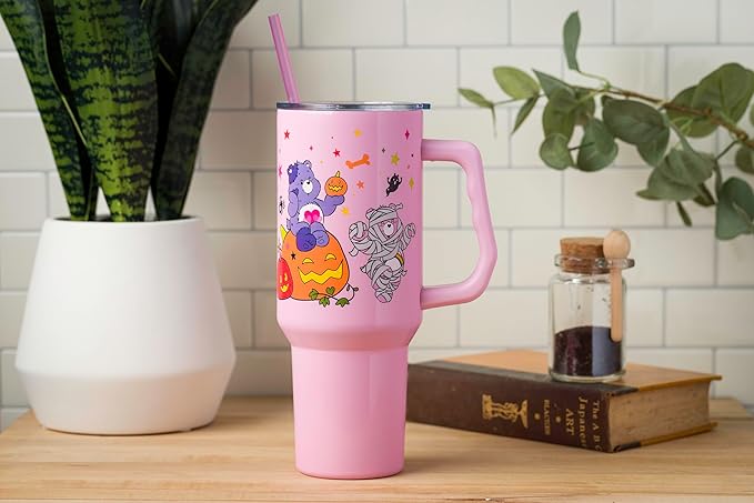 Silver Buffalo Care Bears Tumbler - Harmony, Cheer, Share & Trick-or-Sweet Bears - Stainless Steel, 40 Ounces, Fits Standard Cup Holder