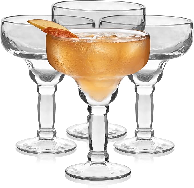Libbey Yucatan Margarita Glasses Set of 4, 13.5 Oz, Stunning Ripple Bar Glass Set, Cocktail Glassware for Frozen Daiquiri, Slushy Punch, and More