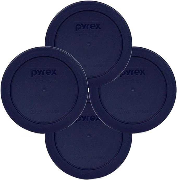 Pyrex 7200-PC 2-Cup Blue Food Storage Replacement Lid (4-Pack) - Made in USA