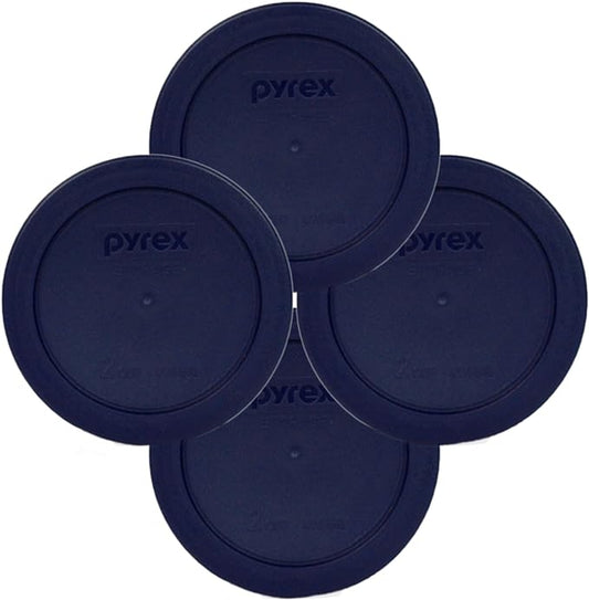 Pyrex 7200-PC 2-Cup Blue Food Storage Replacement Lid (4-Pack) - Made in USA