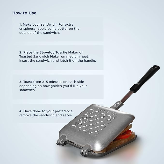 Breakfast Sandwich Maker Grill Press, Grilled Cheese Maker Panini Press Sandwich Toaster Presser - Stove Top Nonstick by Jean Patrique (Silver)