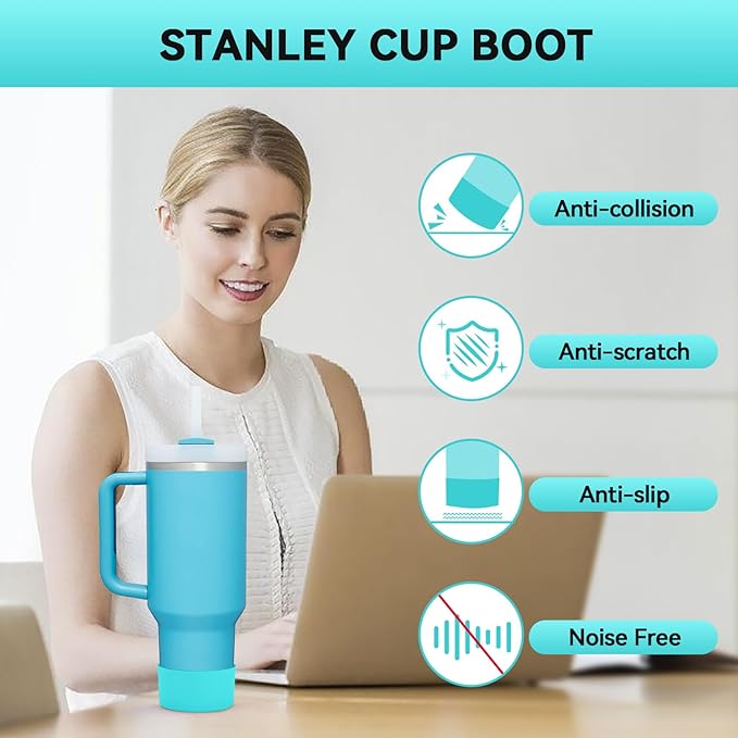 PICcircuit 2PCS for Stanley Boot, Silicone Bottom for Quencher Adventure 40oz 30oz IceFlow 20oz 30oz Bottle&for Hydroflask Tumbler 12-24oz for Stanley Cup Accessories Avoid Scratches&Noise
