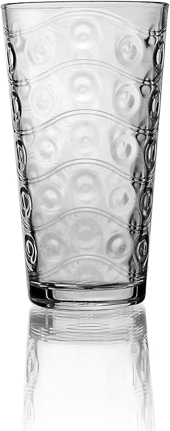 Circleware 40170 Cosmo Set of 4 Heavy Base Highball Drinking Glasses Tumblers, Ice Tea Beverage Cups Glassware for Water, Juice, Beer and Bar Decor Gifts, 15.7 oz,