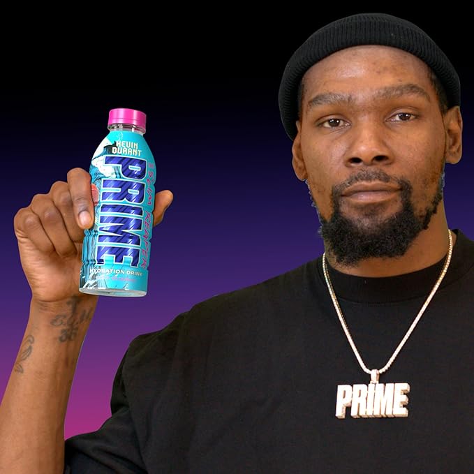 PRIME Hydration KEVIN DURANT Sports Drinks, Electrolyte Enhanced for Replenishing Fluids 250mg BCAAs, B Vitamins, Antioxidants, Low Sugar, 16.9 Fl Oz, 12 Pack