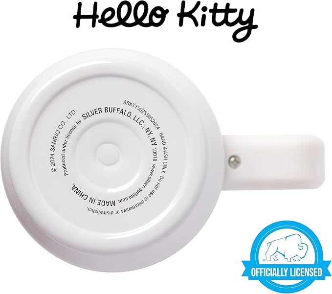 Silver Buffalo Sanrio Hello Kitty Name and Hearts Stainless Steel Tumbler with Handle and Straw, Fits in Standard Cup Holder, 40 Ounces