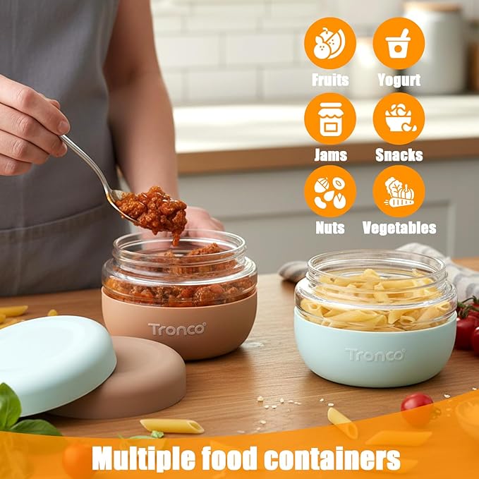 Tronco 24 oz Glass Food Storage Containers with Lids, Airtight, Leak & Spill Proof Glass Lunch Bowls for Meal Prep, Salad, Yogurt, Soup & Stew, Microwave & Dishwasher Safe, BPA-Free, Set of 2