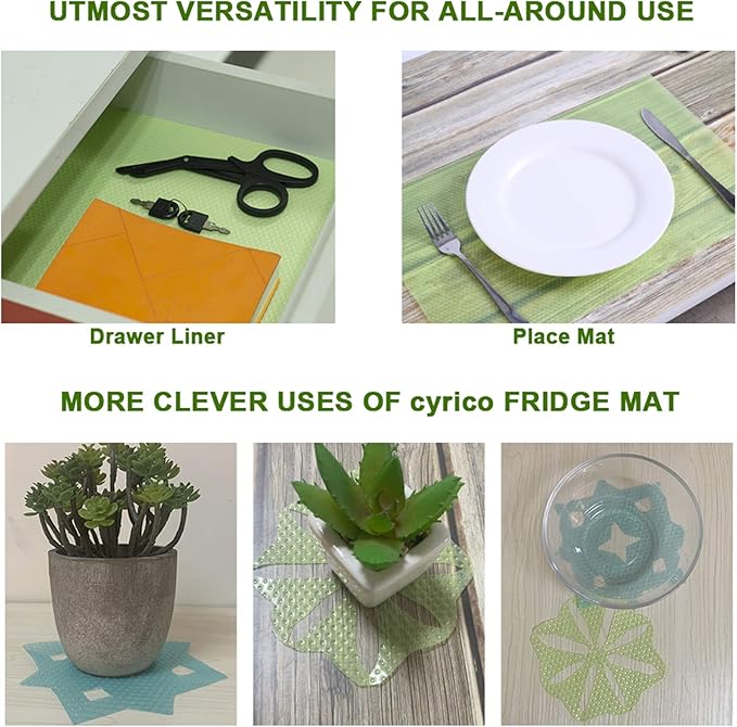 Refrigerator Liners, 7 PCS EVA Fridge Liner Refrigerator Mats for Shelves Washable Shelf Liner for Drawer Kitchen Cupboard Table Vegetables Pads, Easy to Clean Waterproof Placemats 17.7 x 11.4 Inches