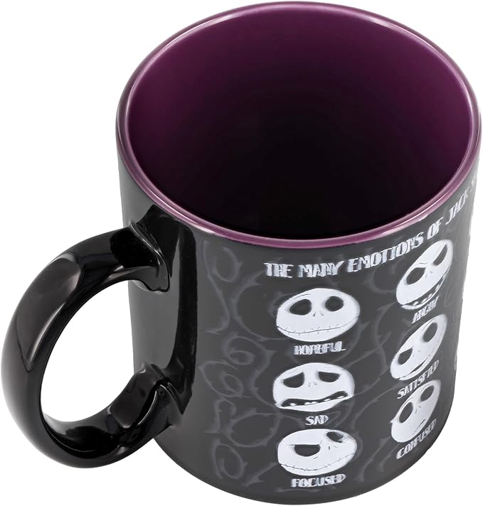 Silver Buffalo Disney Tim Burton's Nightmare Before Christmas Jack Skellington Emotions Ceramic Mug, 20 Ounces