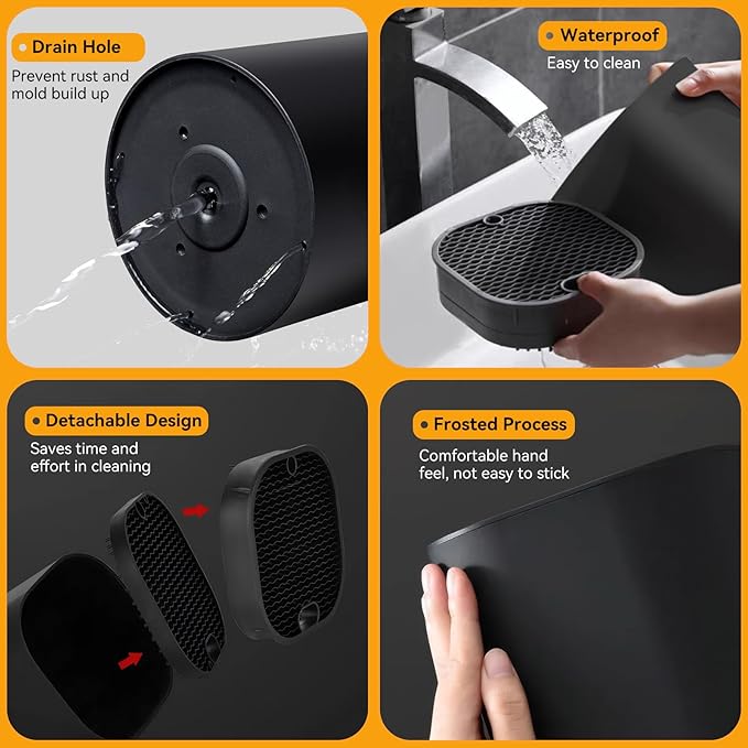 Fohil Knife Block without Knives, Universal Knife Block, Detachable Knife Holder, Space Saver Knife Storage Holder with Scissors Slot, Sharpening Bar Slot, Kitchen Knife Holder Black