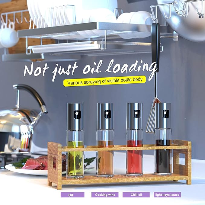 2 Pack Oil Sprayer for Cooking, Olive Oil Sprayer Mister for Air Fryer Kitchen Glass Bottle Versatile Spray Oil Dispenser Refillable Vinegar Spritzer for BBQ Salad Baking Roasting Grilling